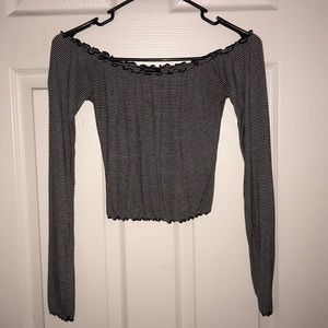 Forever 21 Off- The- Shoulder Striped Crop Top